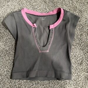 UO Charcoal and Pink Out From Under Top